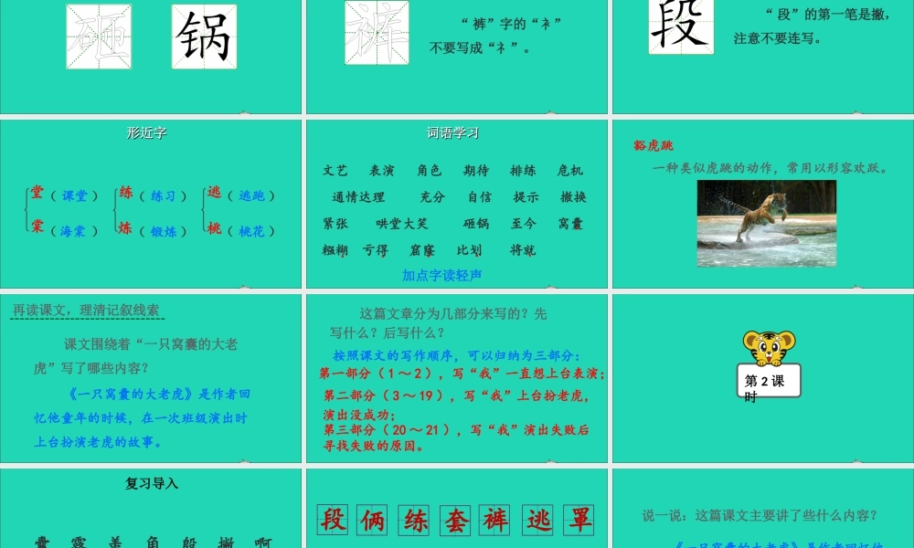 四年级语文上册 第六单元 19《一只窝囊的大老虎》课件