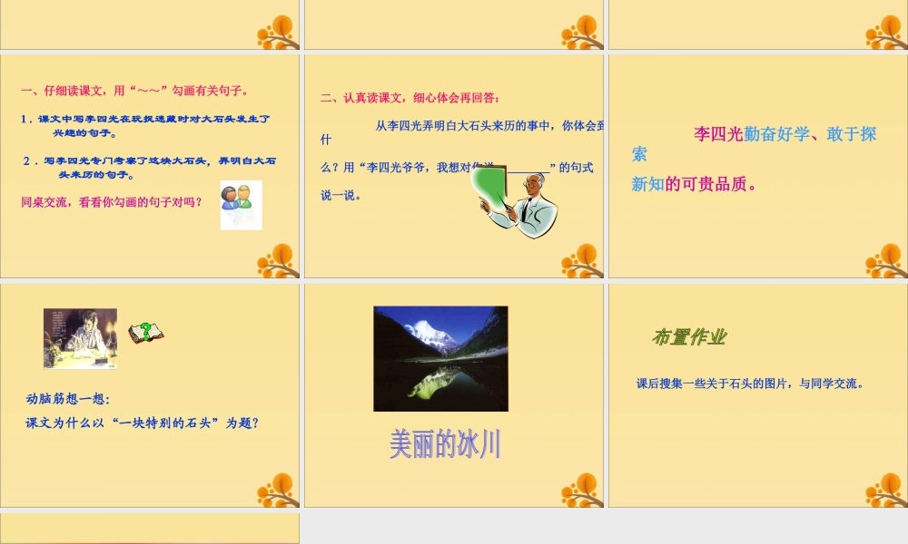 四年级语文上册 第六单元 21 一块特别的石头教学课件 语文S版-语文S版小学四年级上册语文课件