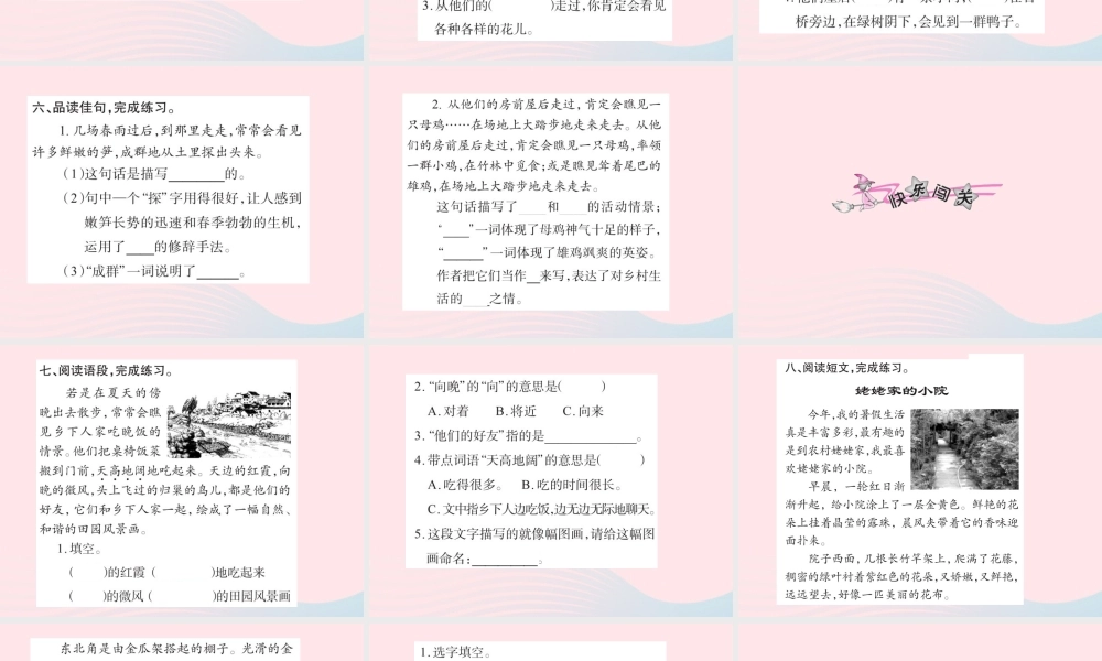 四年级语文下册 第6组 21 乡下人家习题课件 新人教版-新人教版小学四年级下册语文课件