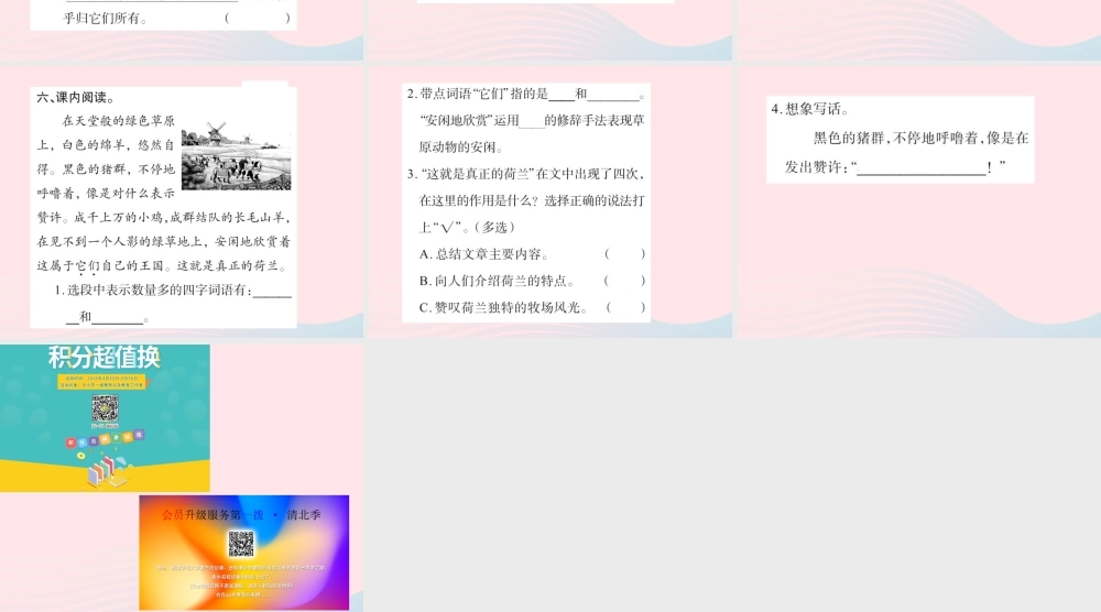 四年级语文下册 第6组 22 牧场之国习题课件 新人教版-新人教版小学四年级下册语文课件