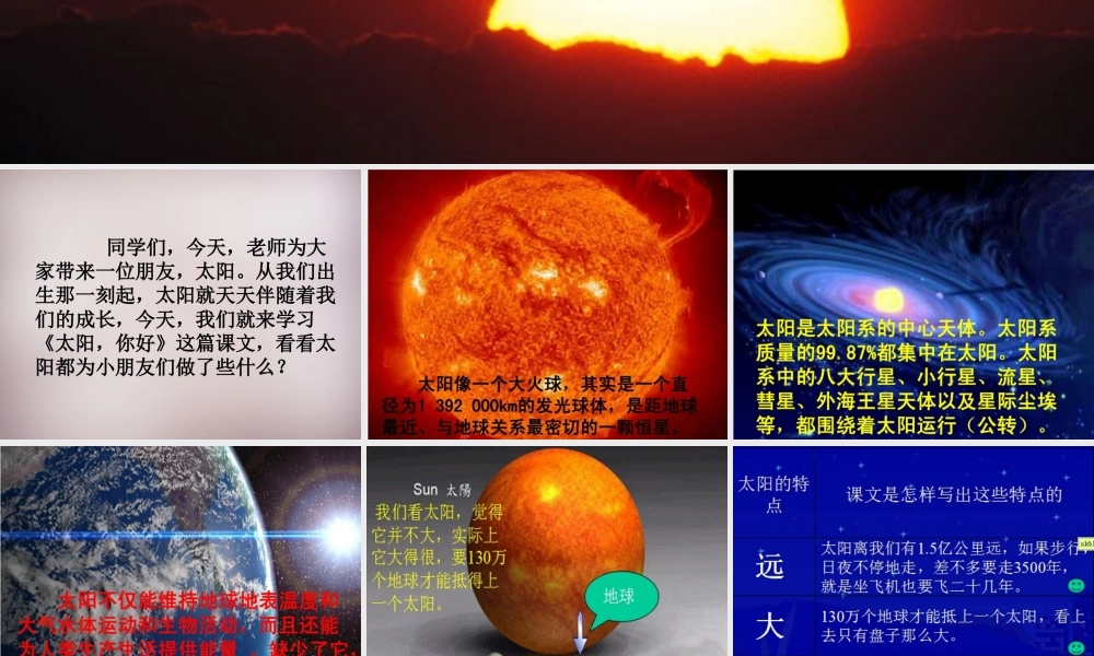 四年级语文上册《太阳，你好》课件1 语文A版-语文A版小学四年级上册语文课件