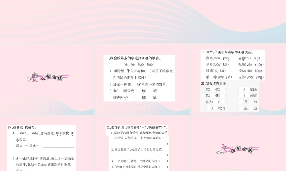 四年级语文下册 第6组 24 麦哨习题课件 新人教版-新人教版小学四年级下册语文课件