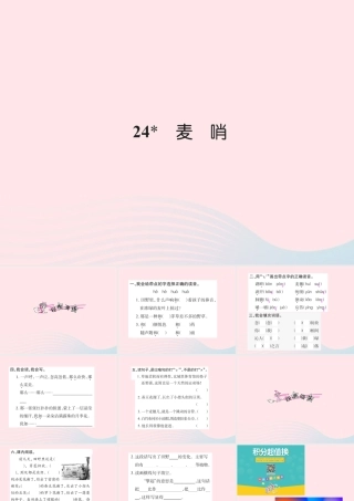 四年级语文下册 第6组 24 麦哨习题课件 新人教版-新人教版小学四年级下册语文课件