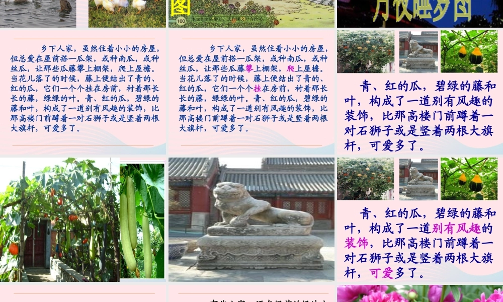 四年级语文下册 第六单元 20《乡下人家》课堂教学课件1 新人教版-新人教版小学四年级下册语文课件