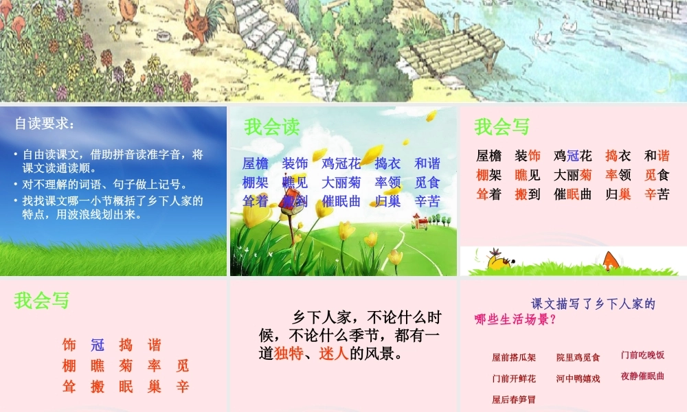 四年级语文下册 第六单元 20《乡下人家》课堂教学课件2 新人教版-新人教版小学四年级下册语文课件