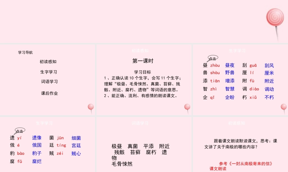 四年级语文上册 第五单元 23《一封从南极寄来的信》（第1课时）优秀课件 冀教版-冀教版小学四年级上册语文课件