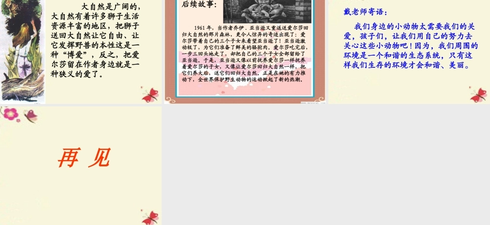 四年级语文下册 第7单元 28《小狮子爱尔莎》课件3 语文S版-语文S版小学四年级下册语文课件