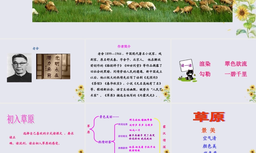 四年级语文上册 第三单元 民族之花 7 草原教学课件 北师大版-北师大版小学四年级上册语文课件