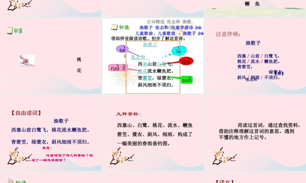 四年级语文下册 第六单元 23 古诗词三首 渔歌子课件 新人教版-新人教版小学四年级下册语文课件