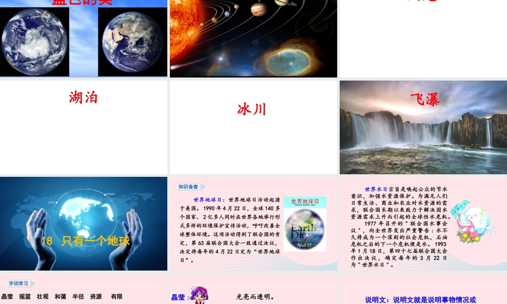 文上册 第六单元 18只有一个地球课件