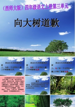 四年级语文上册 第三单元 向大树道歉课件2 西师大版-西师大版小学四年级上册语文课件