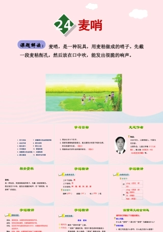 四年级语文下册 第六单元 24 麦哨（第1课时）课件 新人教版-新人教版小学四年级下册语文课件