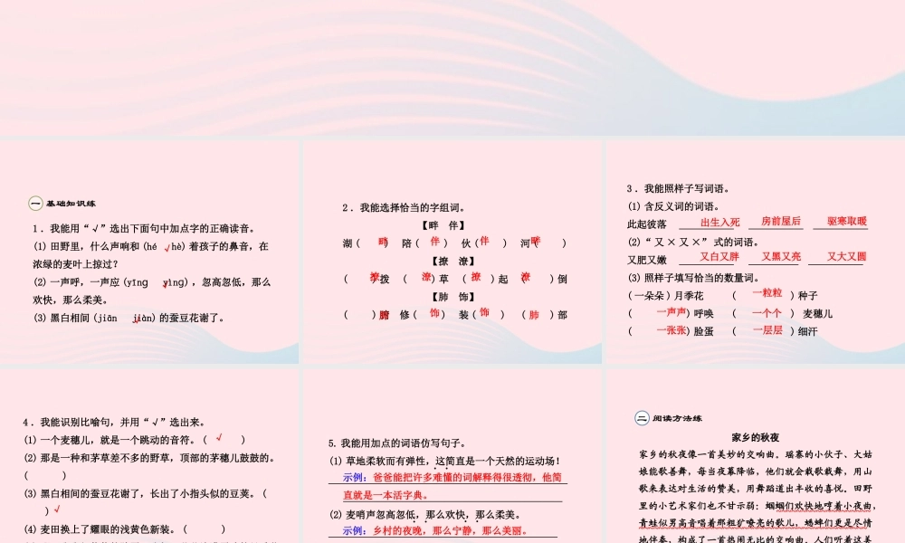 四年级语文下册 第六单元 24 麦哨（第2课时）课件 新人教版-新人教版小学四年级下册语文课件