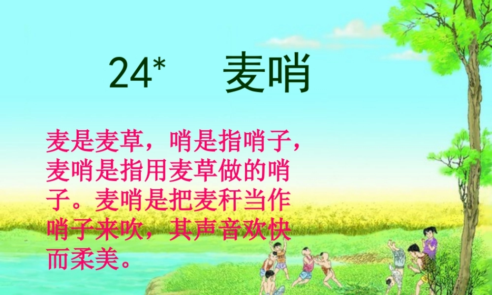 四年级语文下册 第六单元 24 麦哨课件2 新人教版-新人教版小学四年级下册语文课件