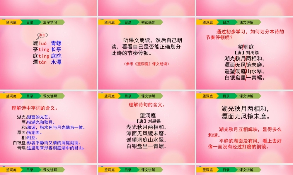 四年级语文下册 1 望洞庭教学课件 新人教版-新人教版小学四年级下册语文课件