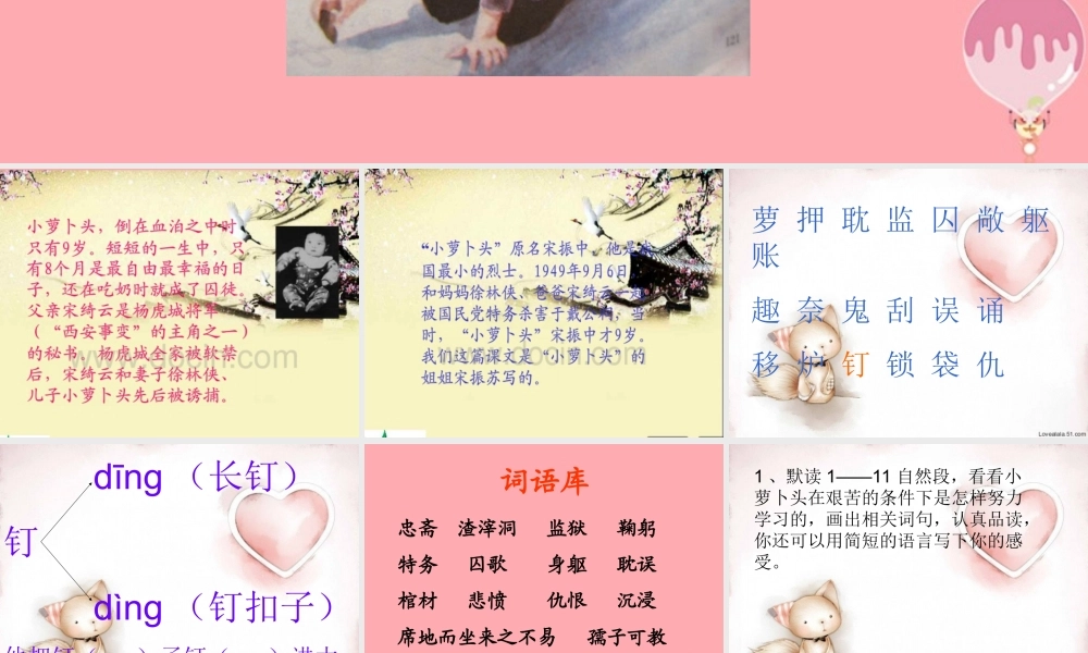 四年级语文上册 第五单元 小萝卜头的故事课件4 鄂教版-鄂教版小学四年级上册语文课件