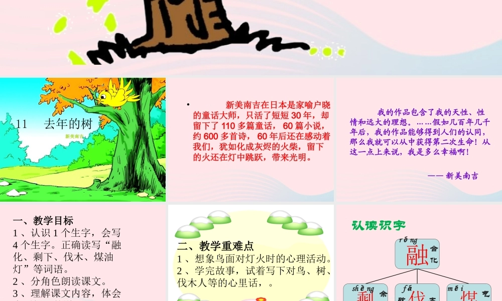 四年级语文上册 第三组 11《去年的树》课堂教学课件1 新人教版-新人教版小学四年级上册语文课件