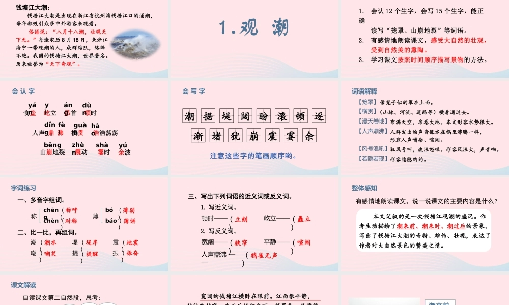 文上册 第一单元 1 观潮课件