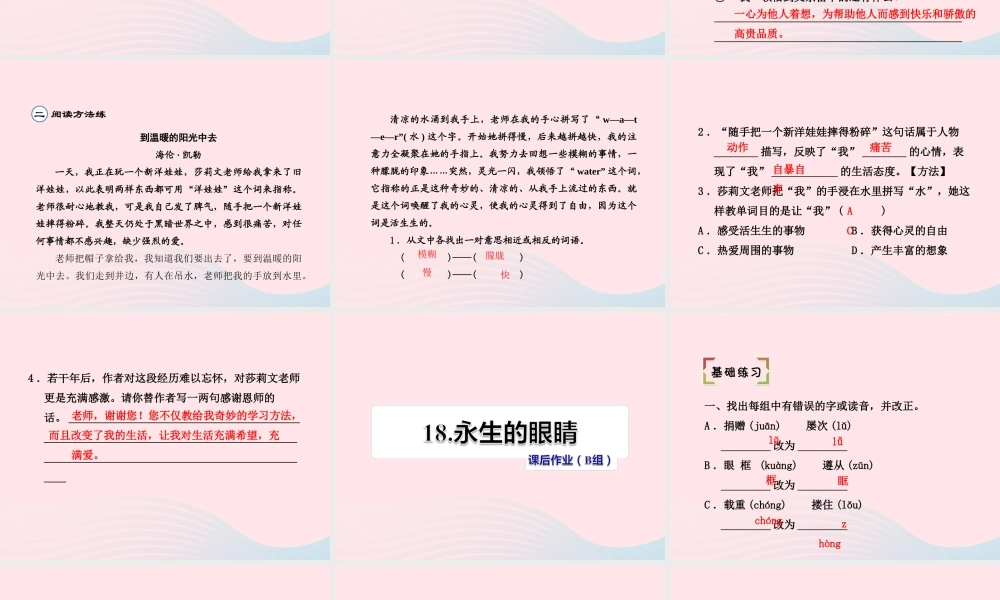 四年级语文下册 第五单元 18 永生的眼睛课件2 新人教版-新人教版小学四年级下册语文课件