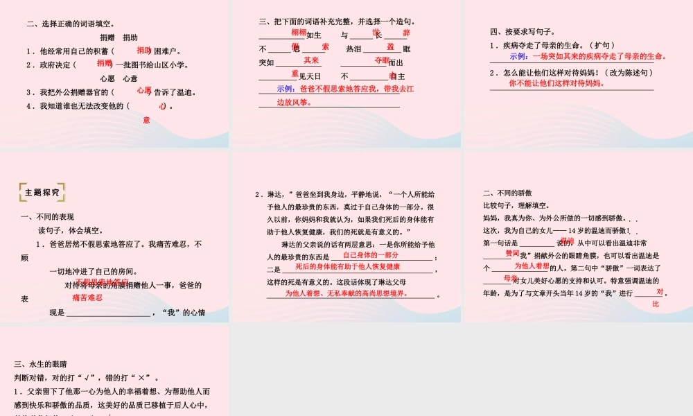 四年级语文下册 第五单元 18 永生的眼睛课件2 新人教版-新人教版小学四年级下册语文课件