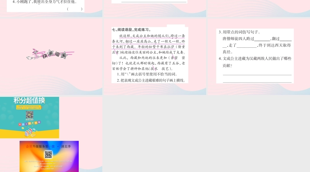 四年级语文下册 第8组 30 文成公主进藏习题课件 新人教版-新人教版小学四年级下册语文课件