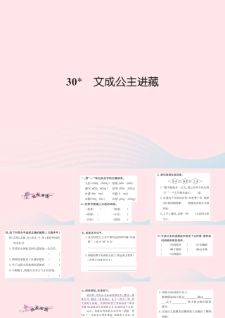 四年级语文下册 第8组 30 文成公主进藏习题课件 新人教版-新人教版小学四年级下册语文课件
