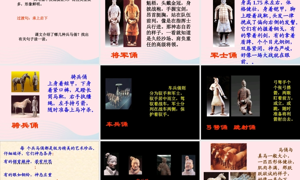 四年级语文上册 第五组 19《秦兵马俑》课堂教学课件2 新人教版-新人教版小学四年级上册语文课件