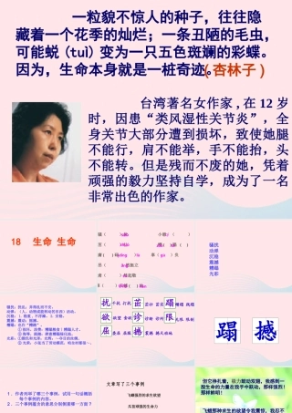 四年级语文下册 第五单元 18《生命 生命》课堂教学课件1 新人教版-新人教版小学四年级下册语文课件