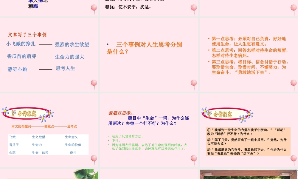 四年级语文下册 第五单元 18《生命 生命》课堂教学课件3 新人教版-新人教版小学四年级下册语文课件