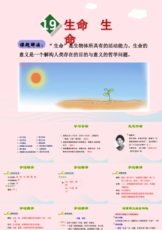 四年级语文下册 第五单元 19 生命生命（第1课时）课件 新人教版-新人教版小学四年级下册语文课件