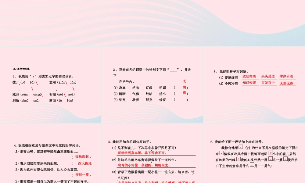 四年级语文下册 第五单元 20 花的勇气（第2课时）课件 新人教版-新人教版小学四年级下册语文课件