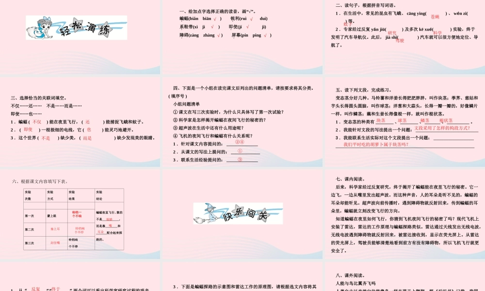 四年级语文上册 第二单元 6 夜间飞行的秘密作业课件 新人教版-新人教版小学四年级上册语文课件
