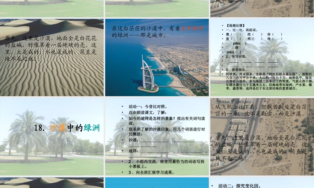 四年级语文下册 18 沙漠中的绿洲课件1 苏教版-苏教版小学四年级下册语文课件