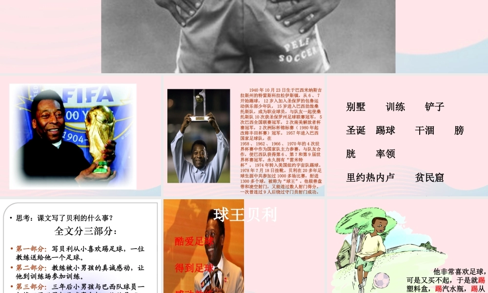 四年级语文上册 第六单元 28《球王贝利》精品同步课件 冀教版-冀教版小学四年级上册语文课件