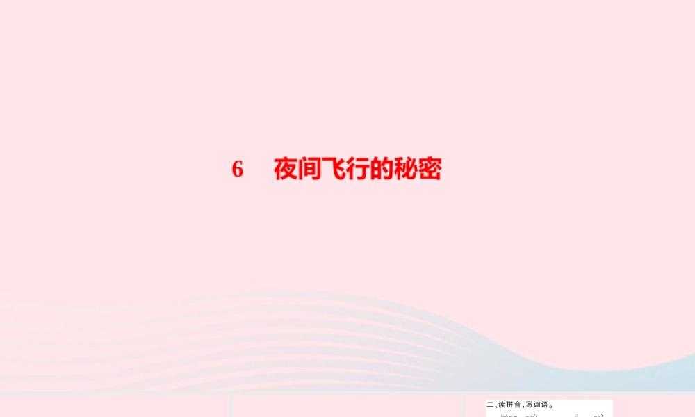 四年级语文上册 第二单元 6夜间飞行的秘密作业课件 新人教版-新人教版小学四年级上册语文课件