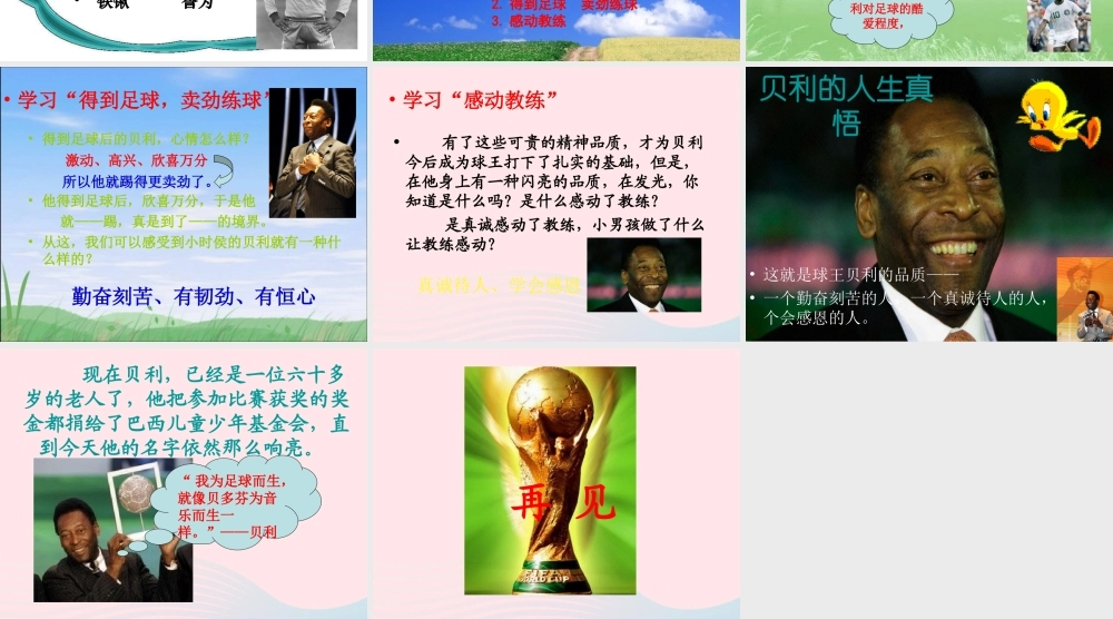 四年级语文上册 第六单元 28《球王贝利》优培课件 冀教版-冀教版小学四年级上册语文课件