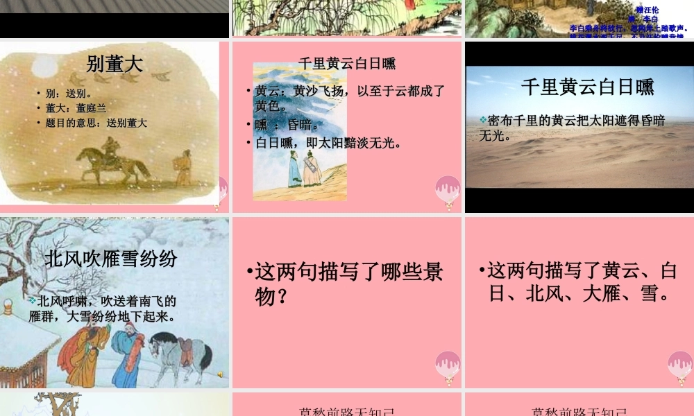 四年级语文上册 第六单元 别董大课件3 西师大版-西师大版小学四年级上册语文课件