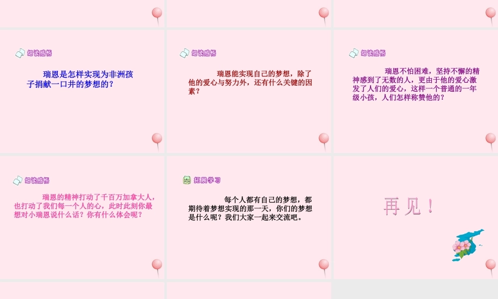 四年级语文下册 第六单元 第23课《瑞恩的梦想》课件 西师大版-西师大版小学四年级下册语文课件