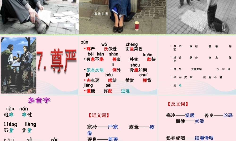 四年级语文上册 第二单元 7《尊严》优培课件 鲁教版-鲁教版小学四年级上册语文课件