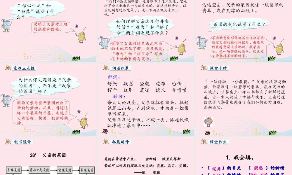 四年级语文下册 第七单元 28 父亲的菜园课件1 新人教版-新人教版小学四年级下册语文课件