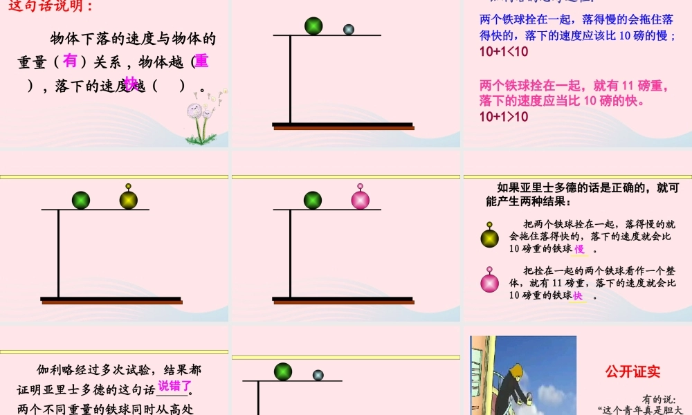 四年级语文下册 第七单元 第25课 两个铁球同时着地课件 新人教版-新人教版小学四年级下册语文课件