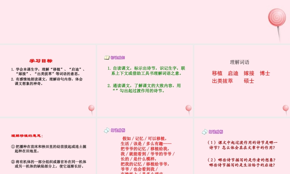 四年级语文下册 第七单元 第27课《假如记忆可以移植》课件 西师大版-西师大版小学四年级下册语文课件