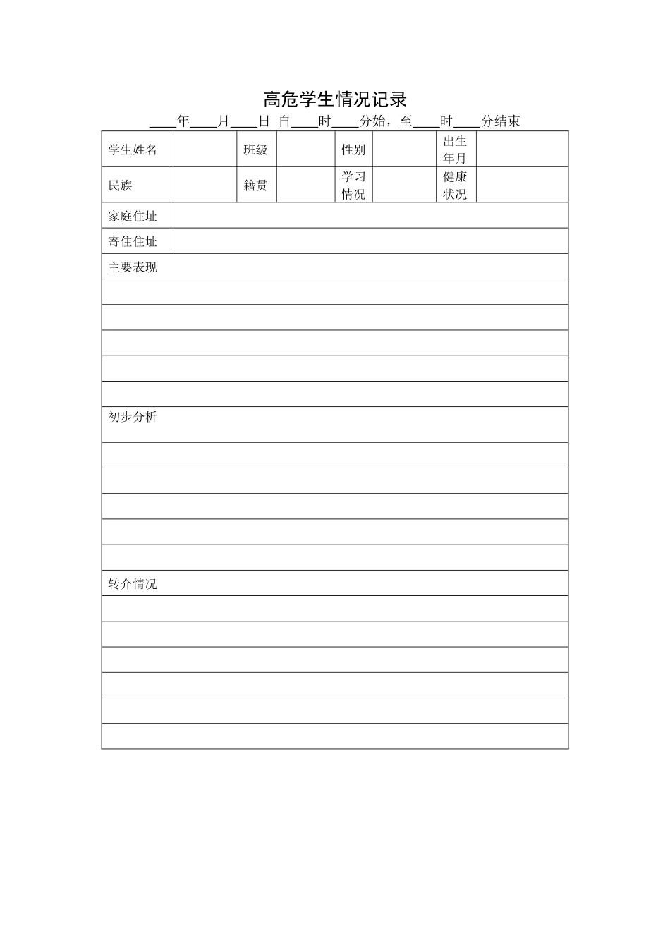 高危学生情况记录_第1页