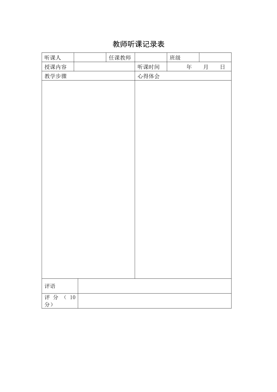 教师听课记录表_第1页
