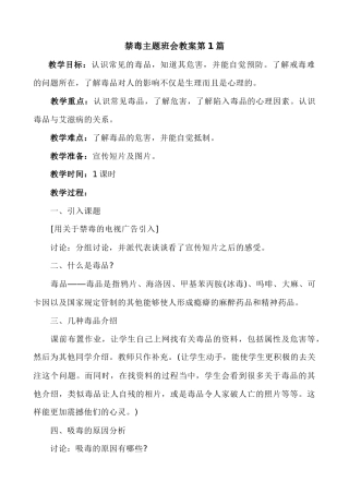 禁毒主题班会（3篇）