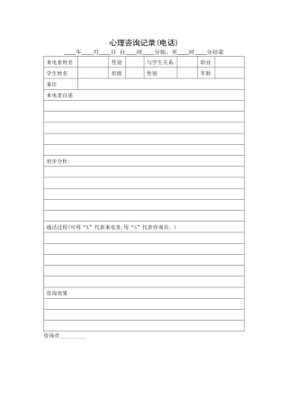 心理咨询记录（电话）
