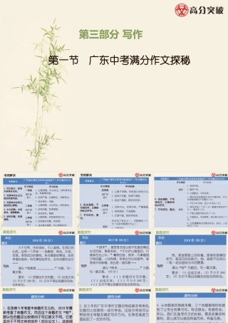 第一节 广东中考满分作文探秘