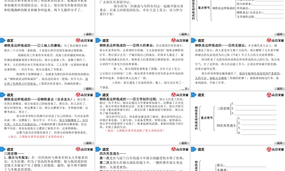 中考名著阅读--第1部    钢铁是怎样炼成的