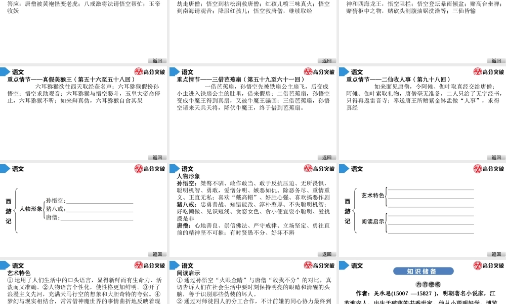 中考名著阅读--第4部    西游记