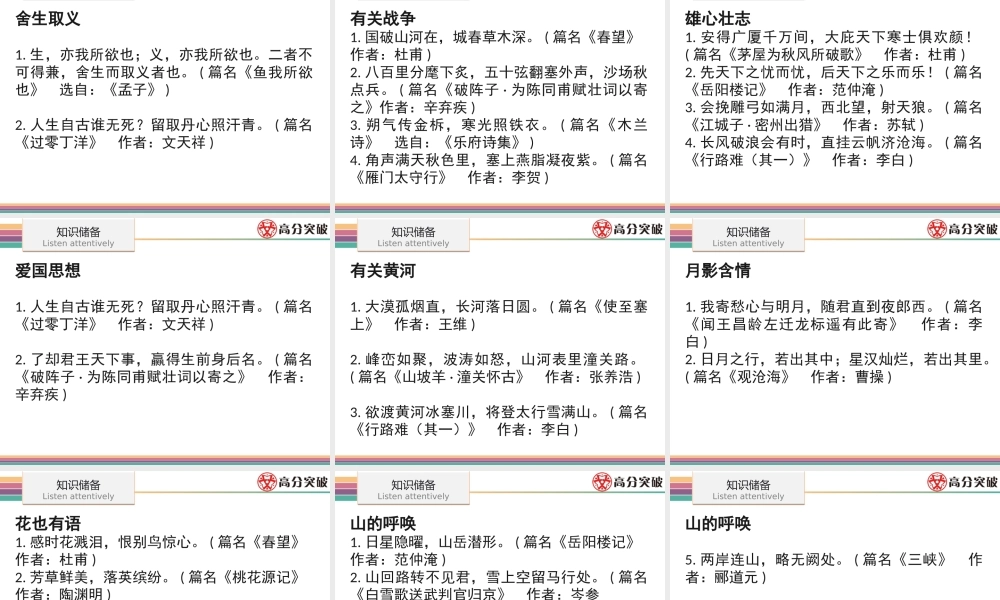 中考语文---第一节  古诗文默写